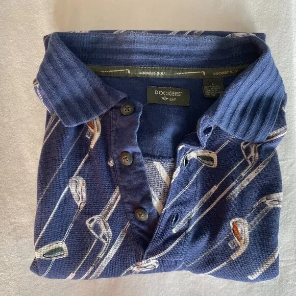 Dockers Men’s Golf Polo Shirt – Size L | Navy Blue, 100% Cotton, Made in USA - Picture 2 of 8
